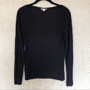REISS Long Sleeve Tee Shirt Black LS Large